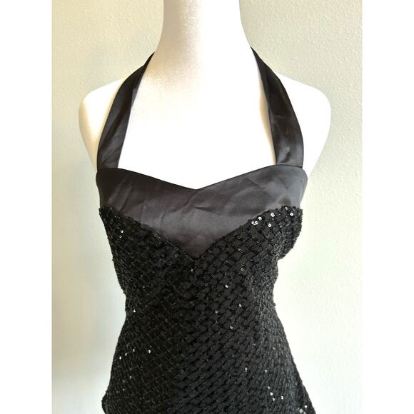 NWT~BELLE POGUE Women's Halter Top L Black Sequins Party Witchy Goth Tank Bling - Picture 4 of 12